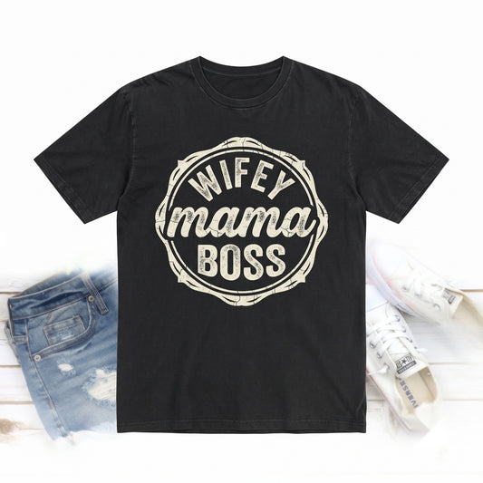 Wifey Mama Boss Cotton Graphic Top Casual Apparel Unisex TShirt