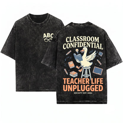 Cute Silly Goose Teachers Build Character Funny Back To School New Gift Unisex Wash T-Shirt