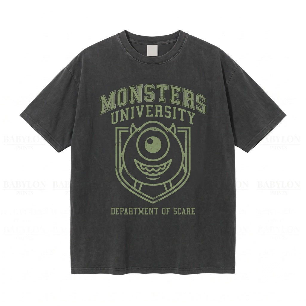 Oversized Green One-Eyed Monster Graphic Cute Funny Cartoon Vacation Apparel Unisex TShirt