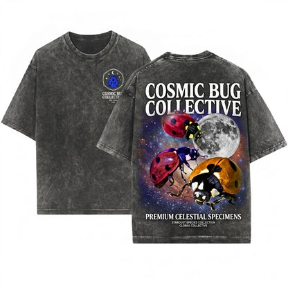 Vintage Ladybug Moon Graphic Insect Meme Unisex Wash T-Shirt
