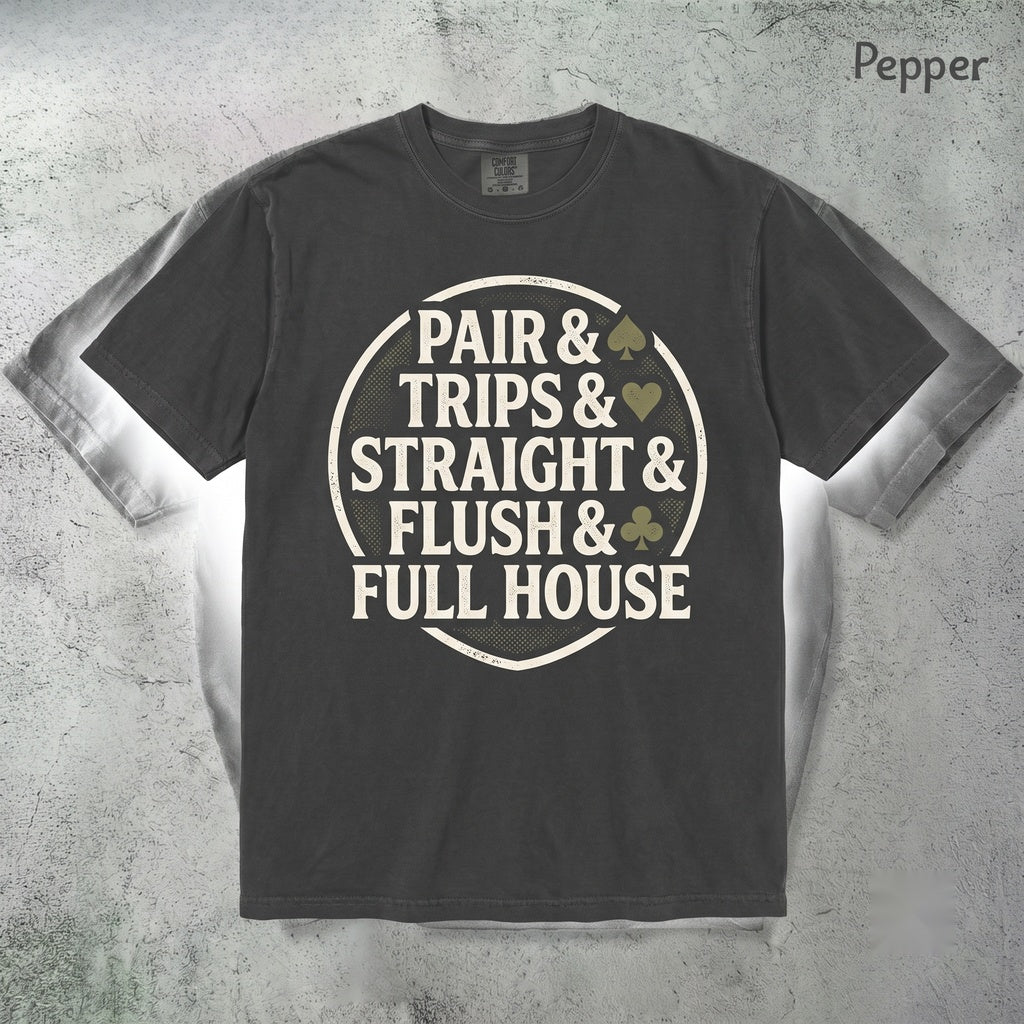 Poker Hand Rankings Card Game Ampersand List Minimalist Graphic Typography Unisex TShirt