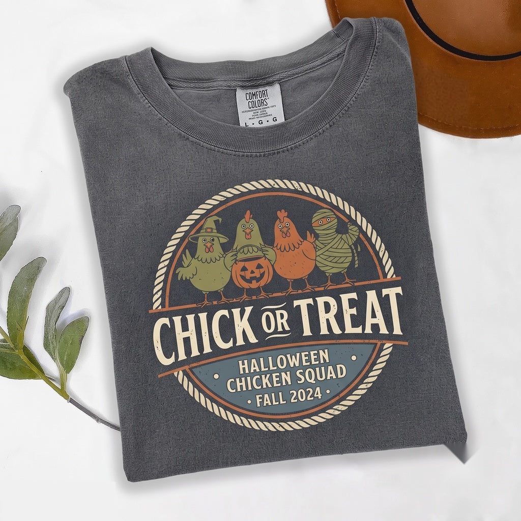 Funny Chick or Treat Halloween Chicken Cute Pumpkin Graphic Fall Apparel Unisex TShirt