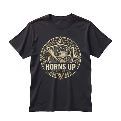 Concert Band French Horn Art Nouveau Faux Gold Print Music Graphic Apparel Unisex TShirt