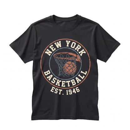 New York Basketball Graphic Poster Orange Blue Wall Art Print Framed Decor Unisex TShirt