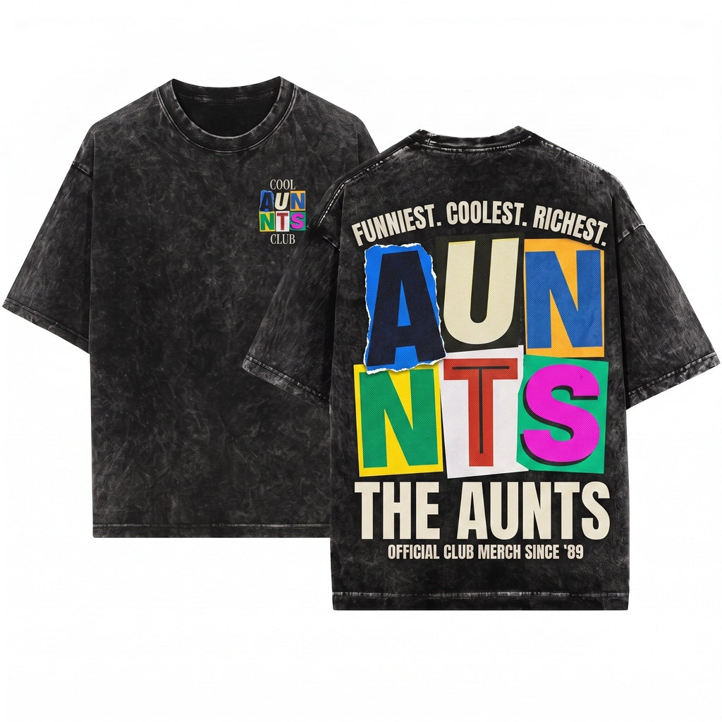 Cool Aunts Club Auntie New Gift Retro Wash T-Shirt