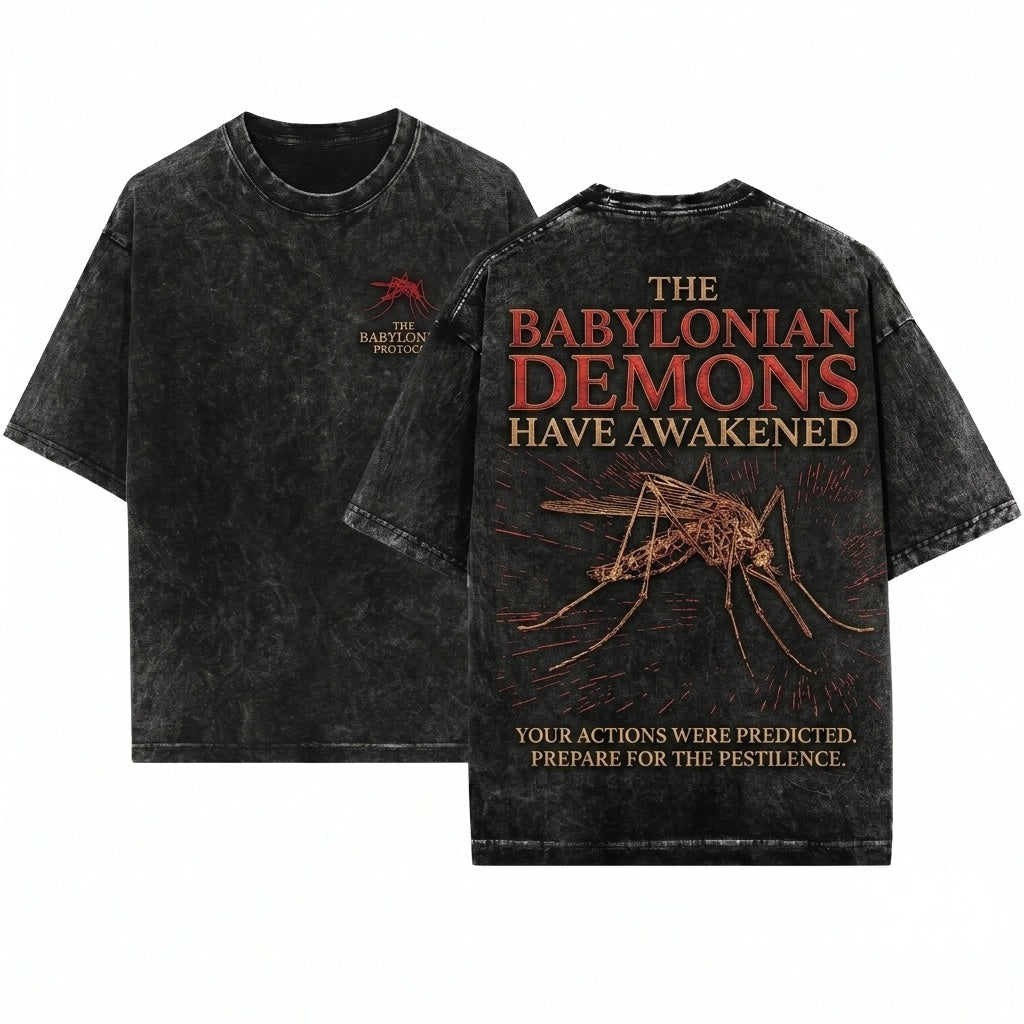 Funny Vintage Japanese Mosquito Ionian Demon Graphic Unisex Wash T-Shirt