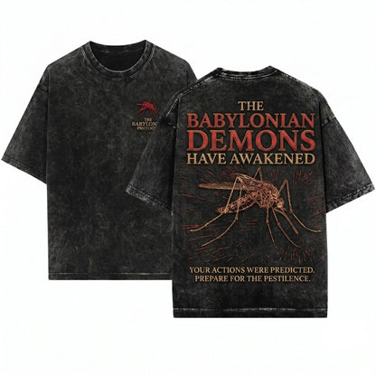 Funny Vintage Japanese Mosquito Ionian Demon Graphic Unisex Wash T-Shirt