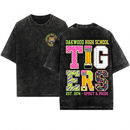 Custom Pencil Varsity School Name Mascot Teacher Spirit Unisex Wash T-Shirt