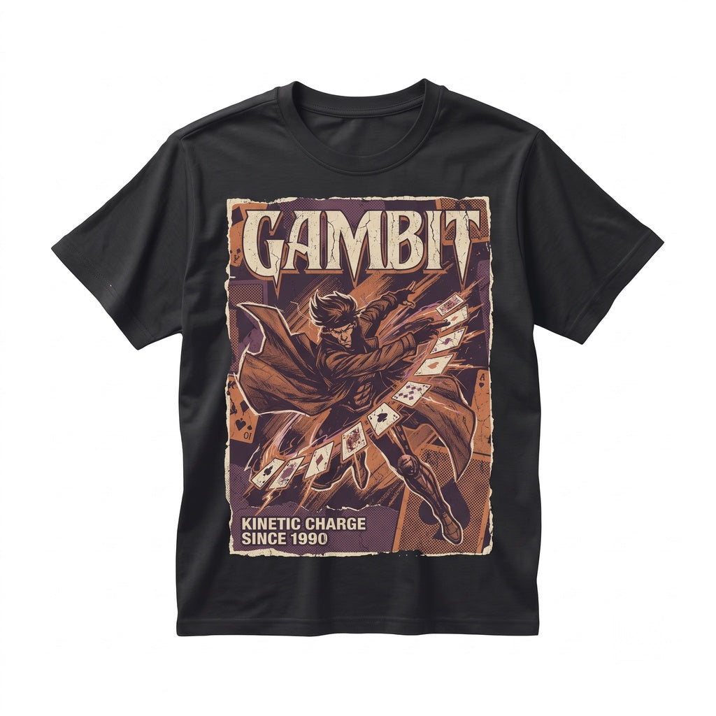 Oversized Gambit Graphic Kinetic Playing Cards Mutant Hero Remy LeBeau Vintage 90s Comic Unisex TShirt