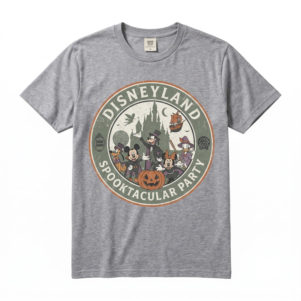 Vintage Theme Park Halloween Family Vacation 2026 Retro Castle Characters Graphic Holiday Group Apparel Unisex TShirt
