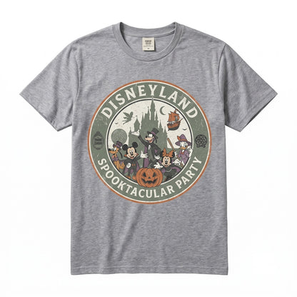 Vintage Theme Park Halloween Family Vacation 2026 Retro Castle Characters Graphic Holiday Group Apparel Unisex TShirt