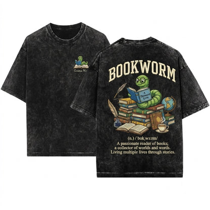 Embroidered Bookworm Cozy Sweatshirt Autumn Reading Bookish Gifts Unisex Wash T-Shirt