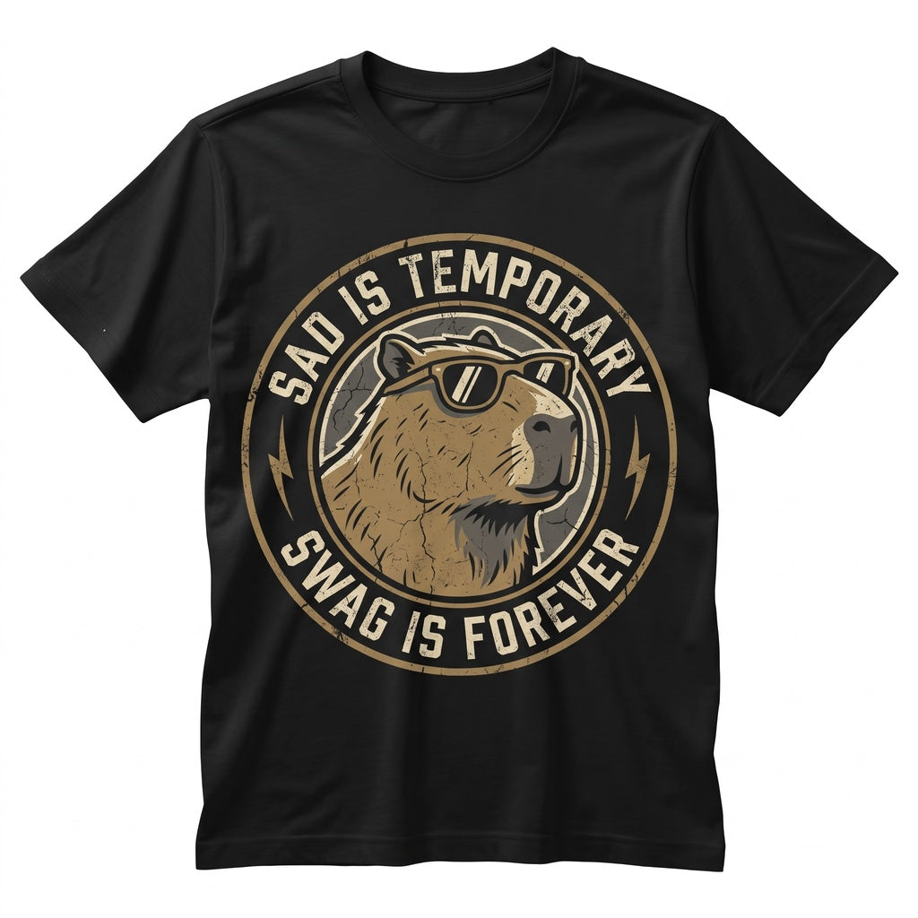 Capybara Graphic Sad Is Temporary Swag Forever Funny Animal Meme Top Unisex TShirt