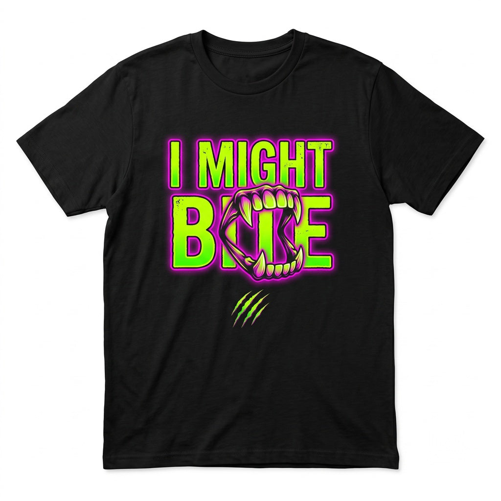 I Might Bite Sarcastic Attitude Minimalist Text Graphic Unisex TShirt