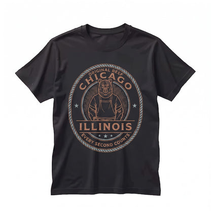 Original Beef Chicago Retro Restaurant Bear Graphic Unisex TShirt