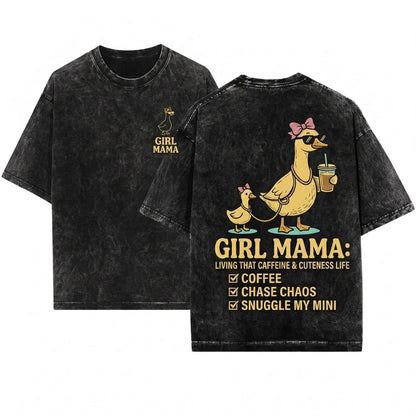 Vintage Goose Motherhood Off to Be a Girl Mom Iced Coffee Gift Unisex Wash T-Shirt