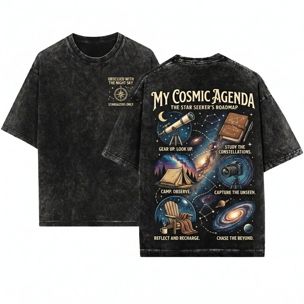Stargazer Astronomy Celestial Night Sky Space Lover Universe Explorer Unisex Wash T-Shirt