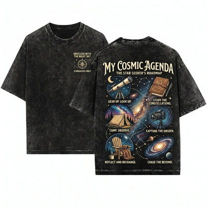 Stargazer Astronomy Celestial Night Sky Space Lover Universe Explorer Unisex Wash T-Shirt