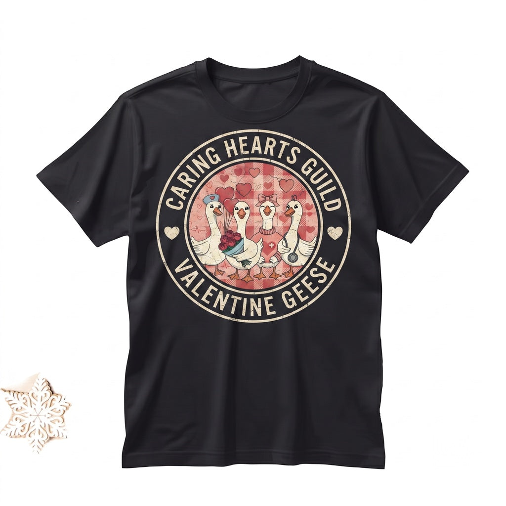 Funny Nurse Valentine Silly Goose Caring Hearts ER RN Appreciation Unisex TShirt