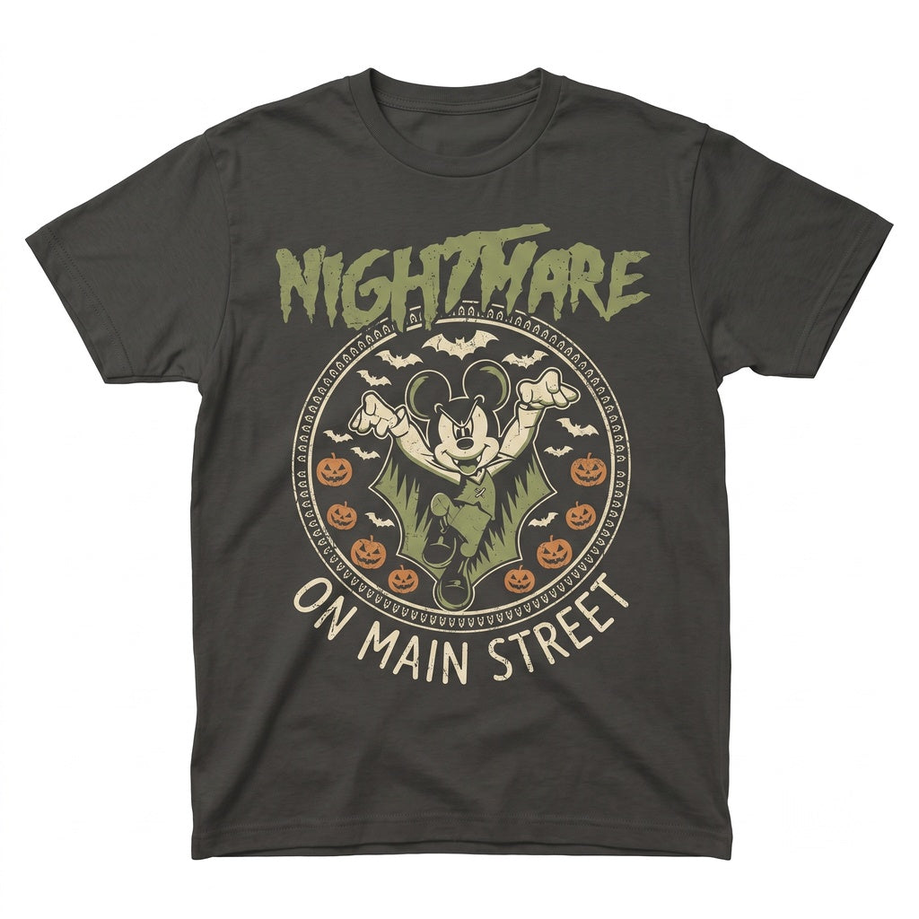 Vintage Nightmare On Main Street Vampire Mouse Halloween 2026 Family Vacation Party Graphic Unisex TShirt