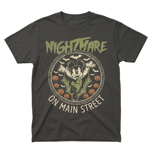 Vintage Nightmare On Main Street Vampire Mouse Halloween 2026 Family Vacation Party Graphic Unisex TShirt