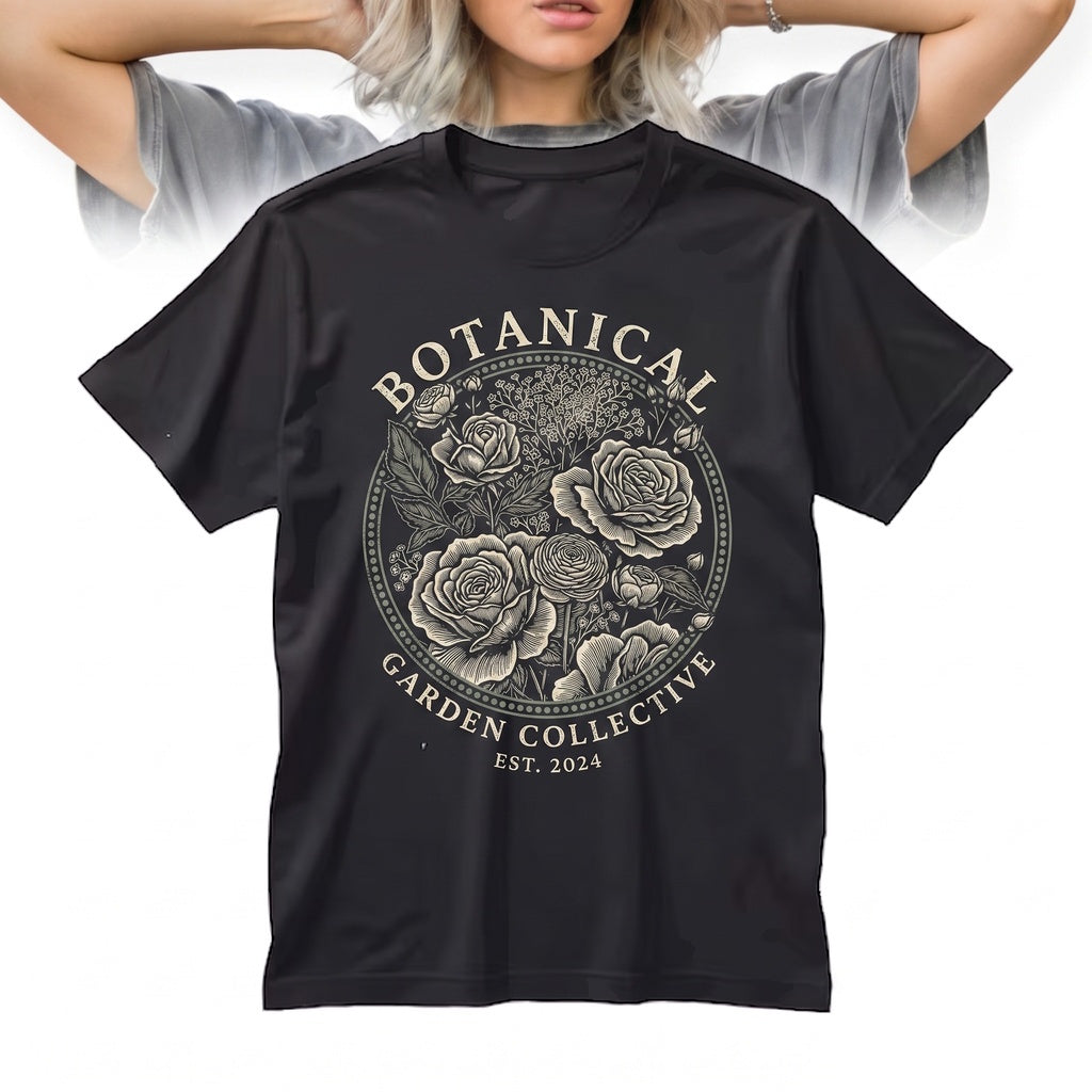 Vintage Rose Floral Botanical Garden Nature Aesthetic Engraved Graphic Gift Unisex TShirt