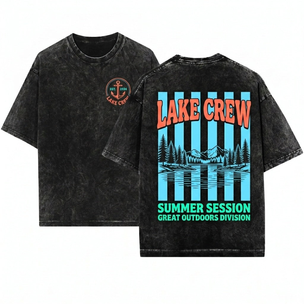 Custom Personalized Family Lake House Vacation Matching Crew Trip Unisex Wash T-Shirt