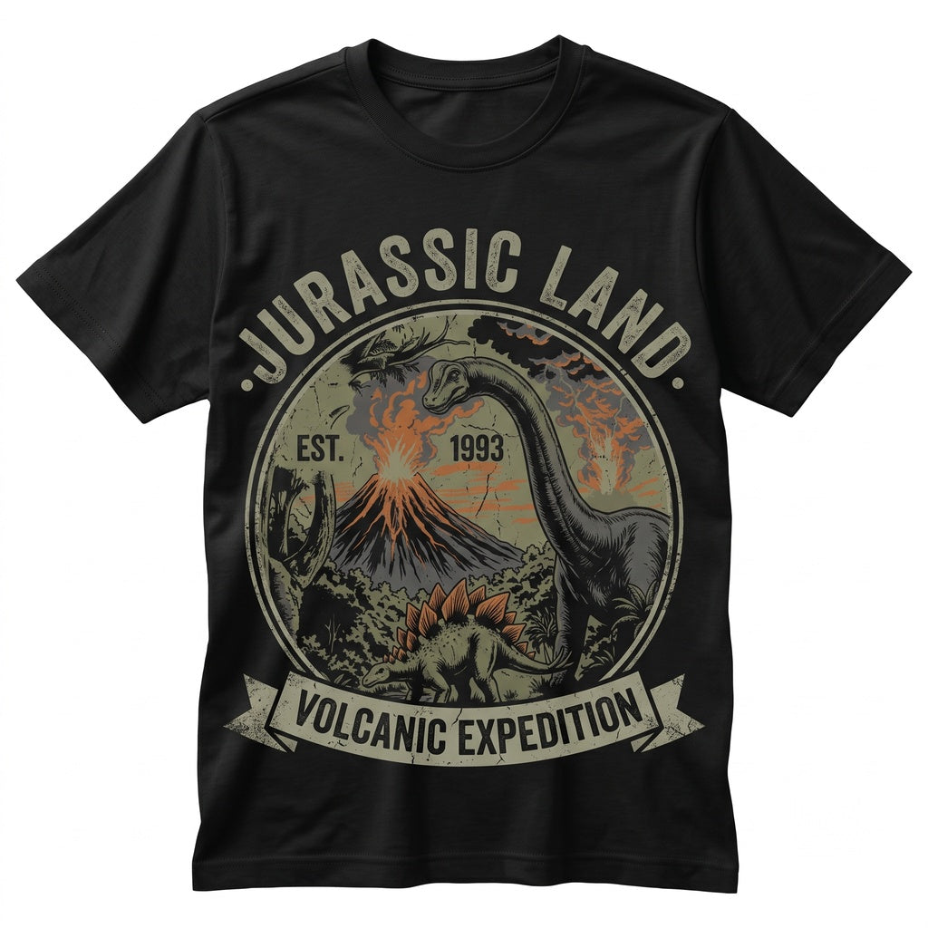 Retro Vintage Prehistoric Dinosaur Stegosaurus Velociraptor River Nature Graphic Gift Unisex TShirt