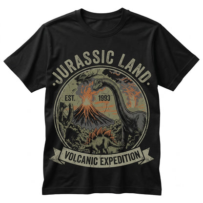 Retro Vintage Prehistoric Dinosaur Stegosaurus Velociraptor River Nature Graphic Gift Unisex TShirt