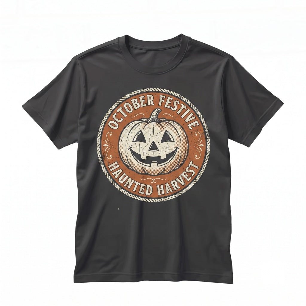 Jack O Lantern Faux Lace Halloween Black Graphic Vintage Spooky Apparel Unisex TShirt