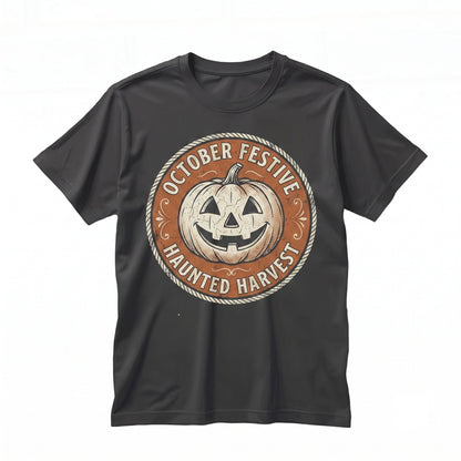 Jack O Lantern Faux Lace Halloween Black Graphic Vintage Spooky Apparel Unisex TShirt