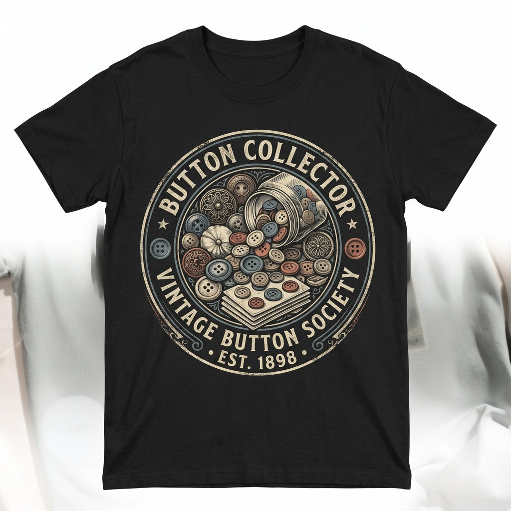 Vintage Button Collector Graphic Apparel, Retro Sewing Crafter Gift Unisex TShirt