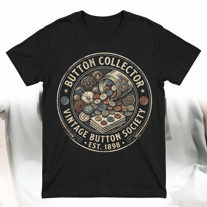Vintage Button Collector Graphic Apparel, Retro Sewing Crafter Gift Unisex TShirt