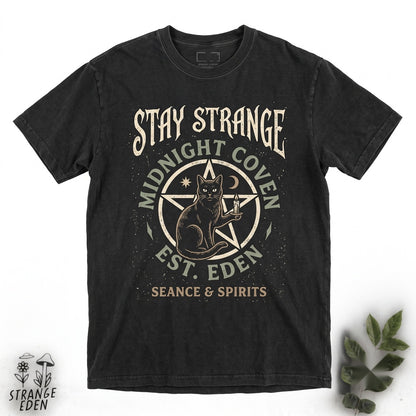 Support Your Local Coven Cat Ritual Funny Witchy Black Kitten 80s 90s Grunge Goth Vintage Graphic Apparel Unisex TShirt