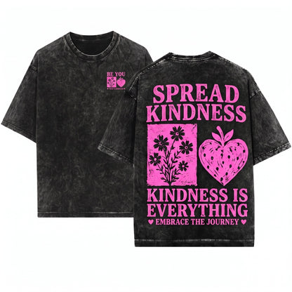 Kindness Floral Graphic Positive Teacher Self Acceptance Classroom Inspiration Gift Unisex Wash T-Shirt