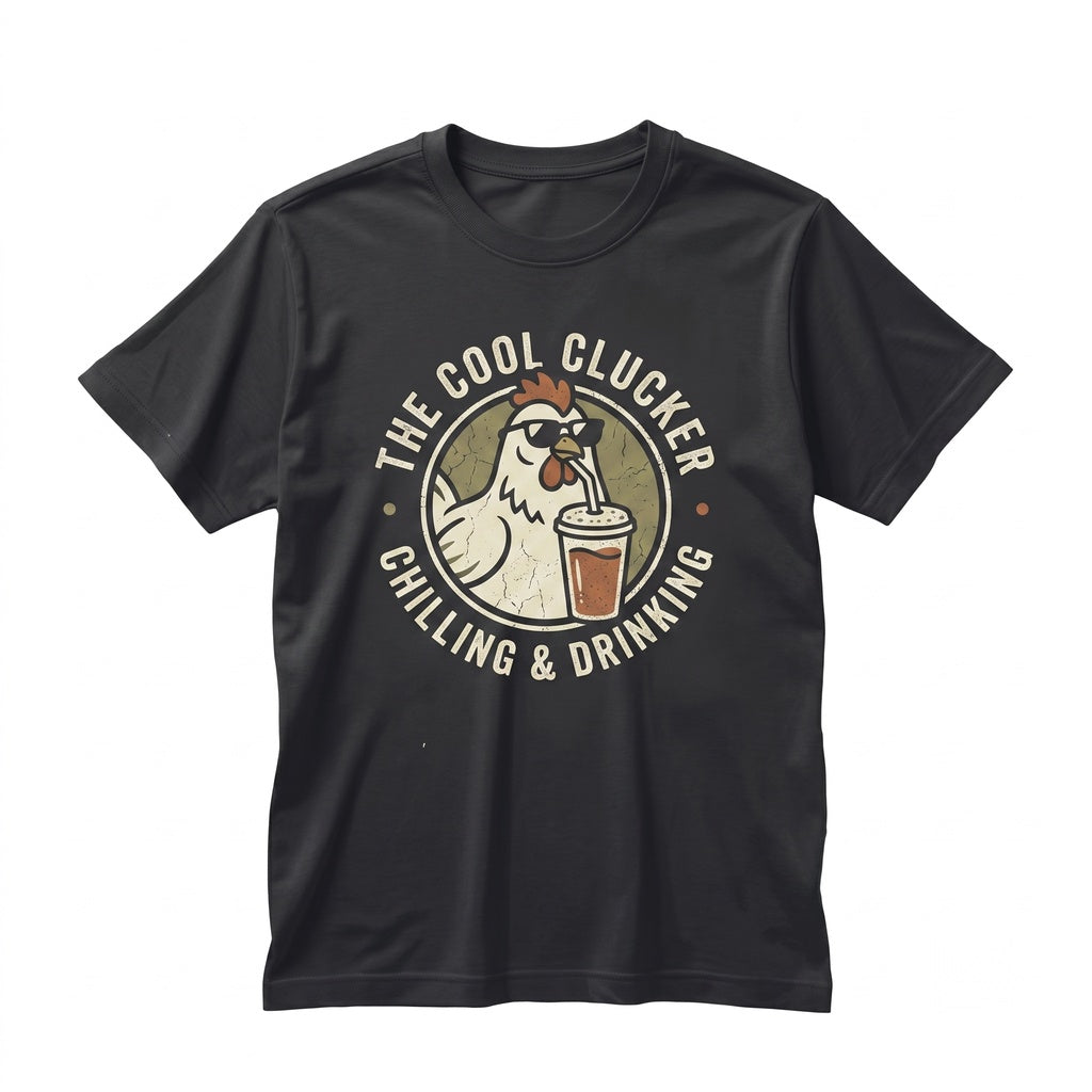 Chicken Drinking Iced Coffee Funny Animal Graphic Meme Lover Sarcastic Humor Gift Unisex TShirt