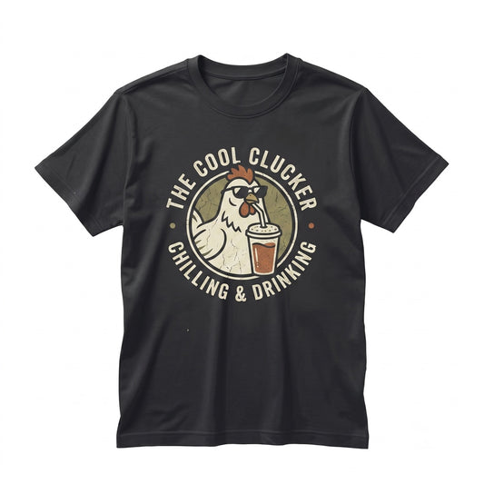 Chicken Drinking Iced Coffee Funny Animal Graphic Meme Lover Sarcastic Humor Gift Unisex TShirt