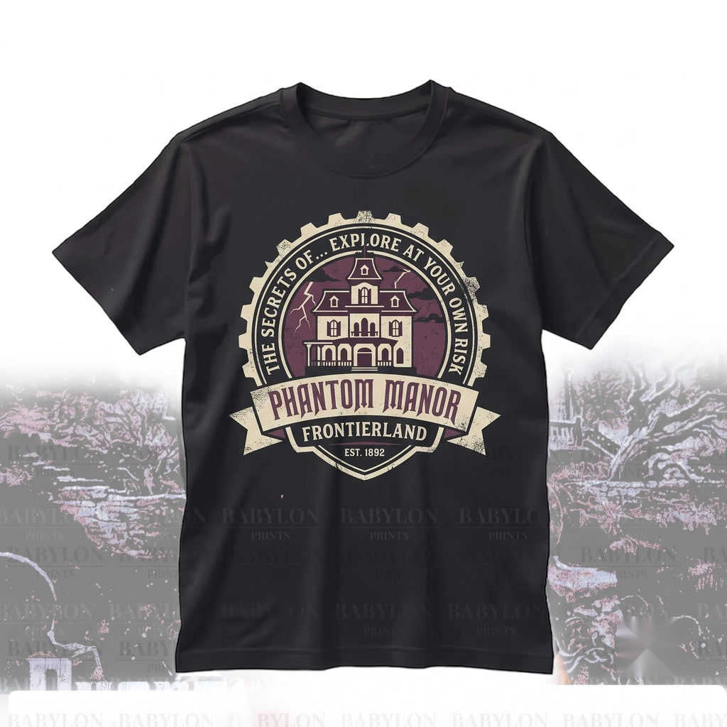 Vintage Spooky Phantom Manor Paris Hitchhiking Ghosts Graphic Apparel, Unisex TShirt