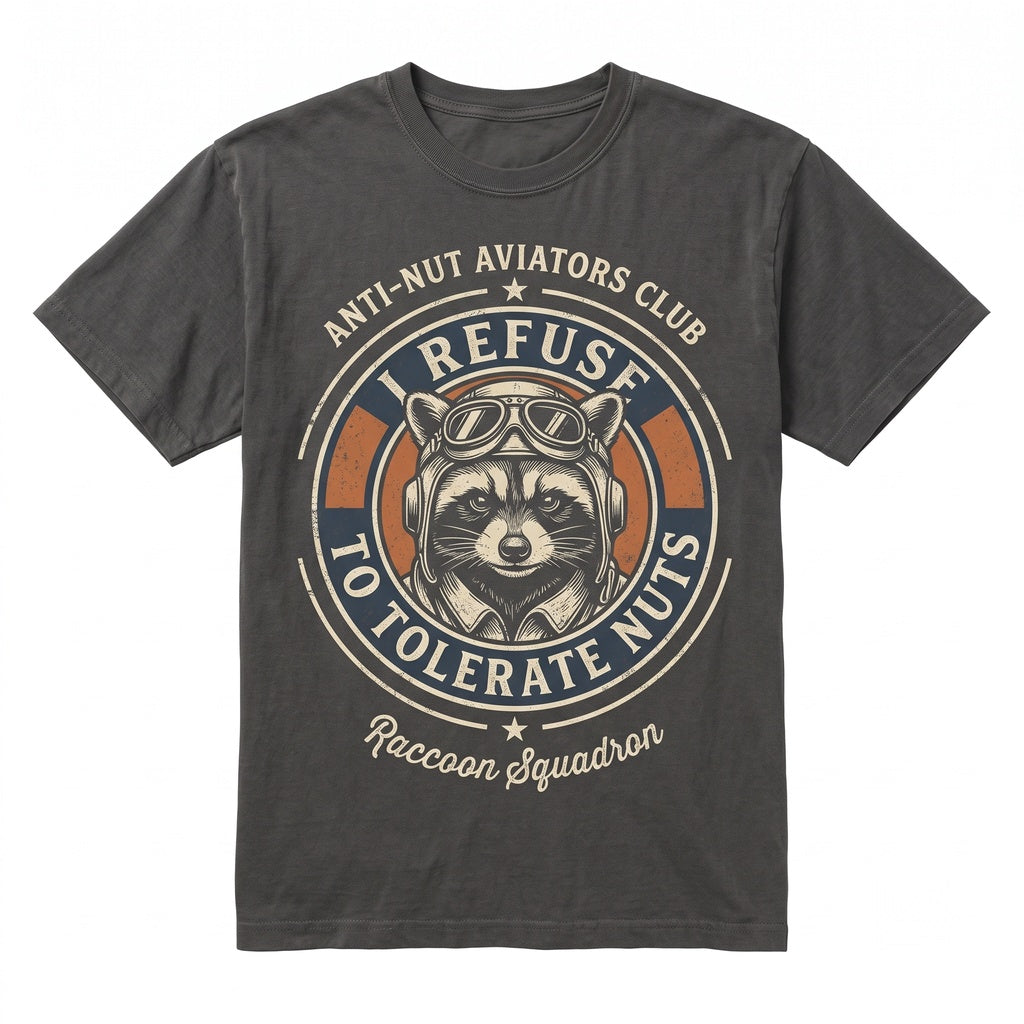 I Refuse To Tolerate Nut Allergy Funny Raccoon Graphic Vintage Apparel Men Women Unisex TShirt
