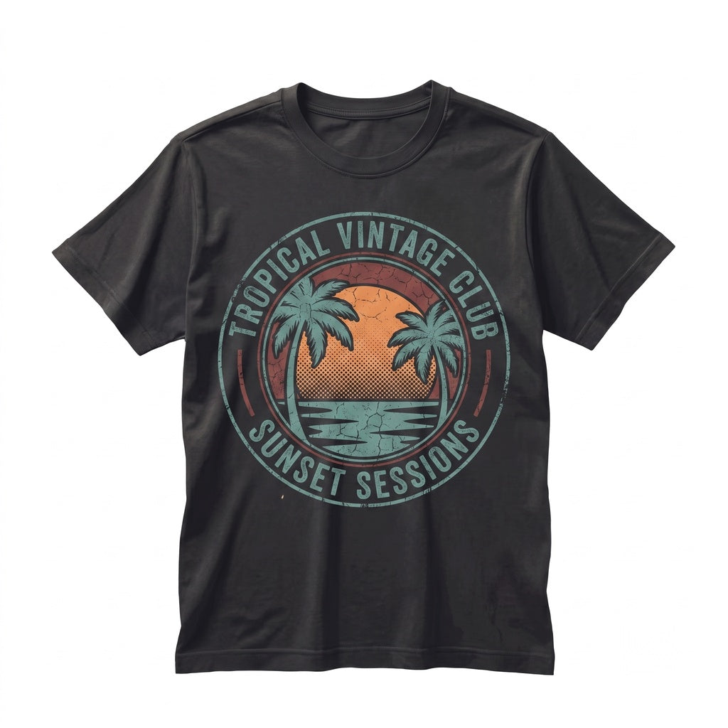 Summer Sunset Beach Vibes Palm Tree Graphic Line Art Vacation Unisex TShirt