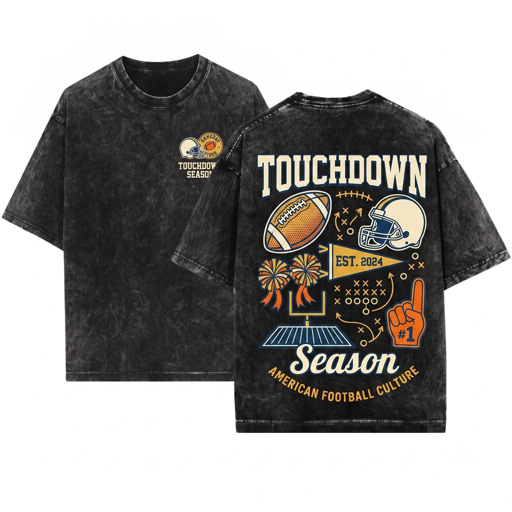 Football Game Day Touchdown Season Doodles Football Mama Sweatshirt Unisex Wash T-Shirt