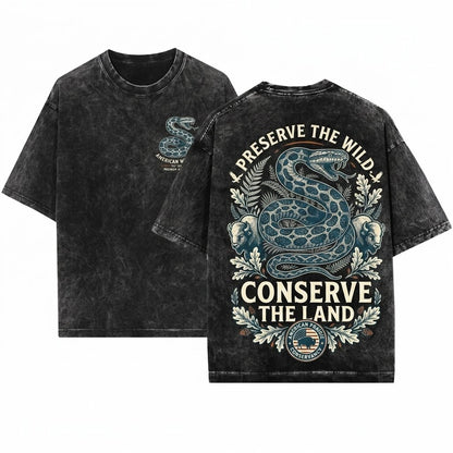 Vintage Snake Python Gothic Nature Wildlife Boho Reptile Distressed Unisex Wash T-Shirt