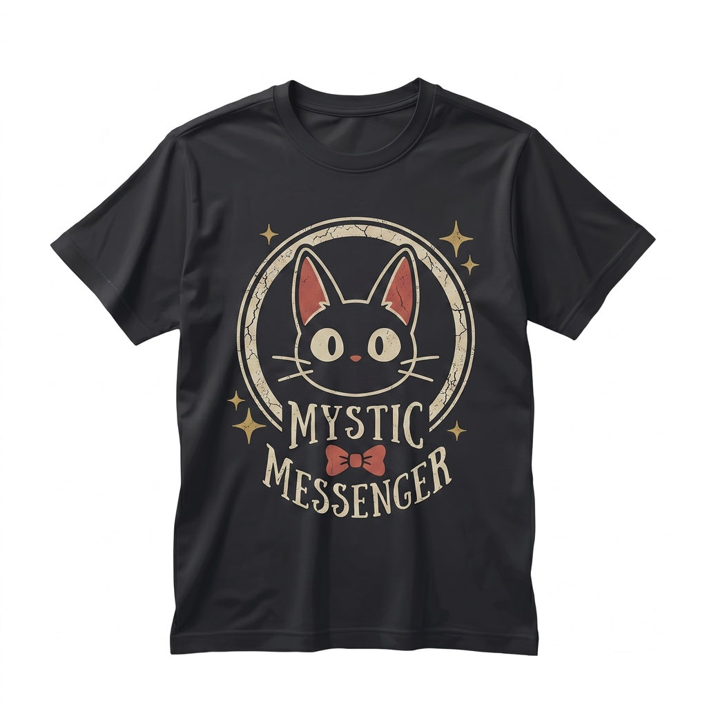 Jiji Anime Cat Embroidered Kawaii Cozy Studio Inspired Witchy Magical Familiar Cute Gift Unisex TShirt