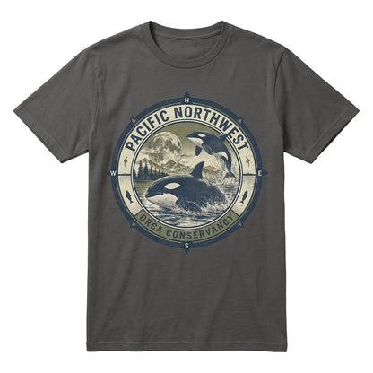 Vintage Orca Moonlit Ocean Graphic Retro Coastal Marine Nature Apparel Unisex TShirt