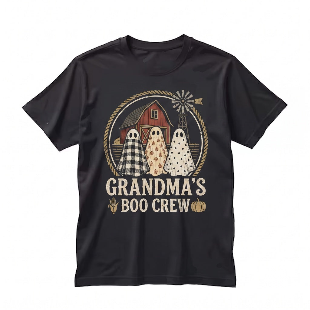 Personalized Grandma Boo Crew Pumpkin Patch Sweatshirt Custom Grandkid Name Trio Ghost Unisex TShirt