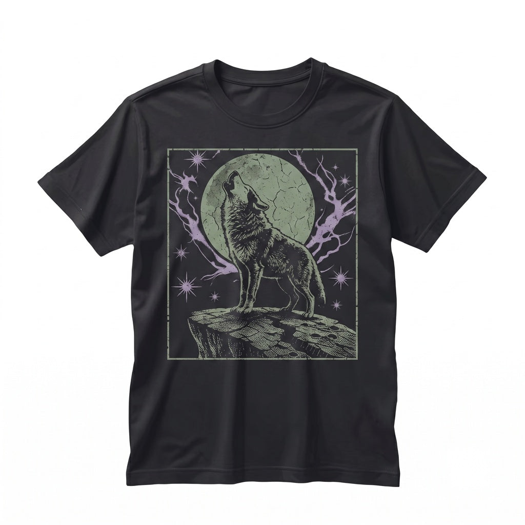 Vintage Howling Wolf Moon Graphic Wildlife Nature Rustic Outdoor Gift Unisex TShirt