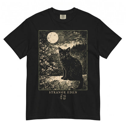 Vintage Woodcut Black Cat Witchy Moon Graphic Sweatshirt Unisex TShirt