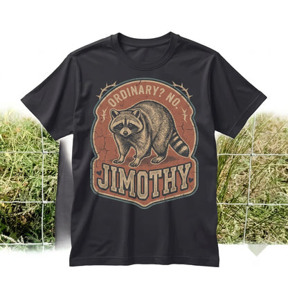 Jimothy Raccoon Graphic Retro Wildlife Animal Playful Woodland Style Funny Gift Unisex TShirt