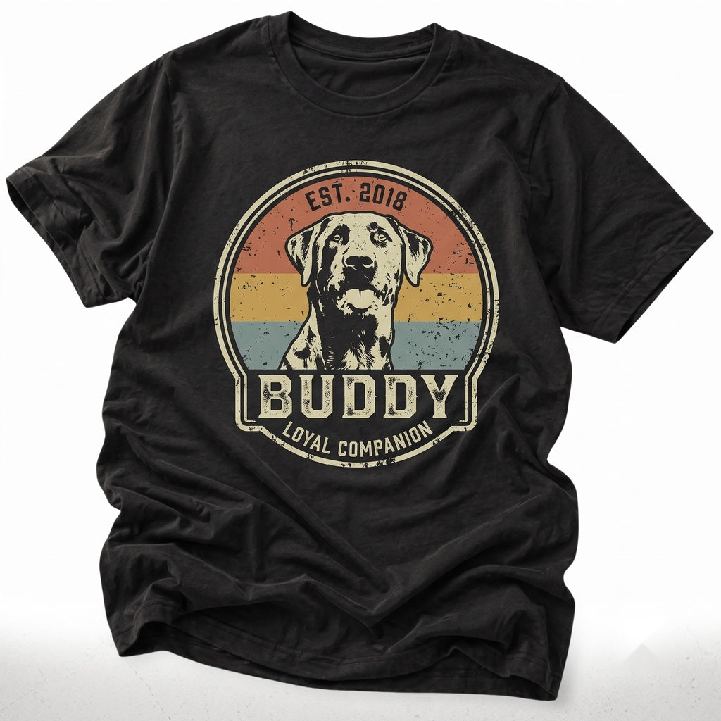 Personalized Retro Sunset Pet Photo Portrait Gift Cat Dog Graphic Unisex TShirt
