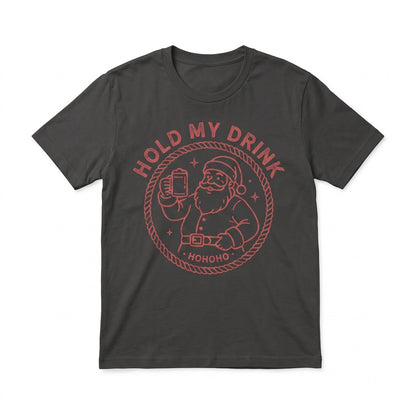Funny Hold My Drink Santa Christmas Sarcastic Holiday Graphic Vintage Gift Unisex TShirt